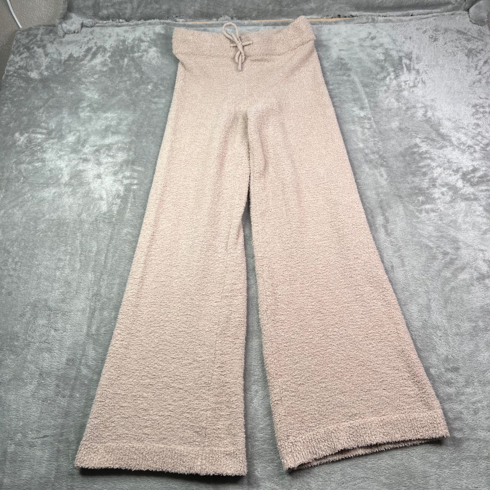 Altar'd State Wide Leg Lounge Pants Womens Medium Taupe Fuzzy Popcorn Knit Cozy